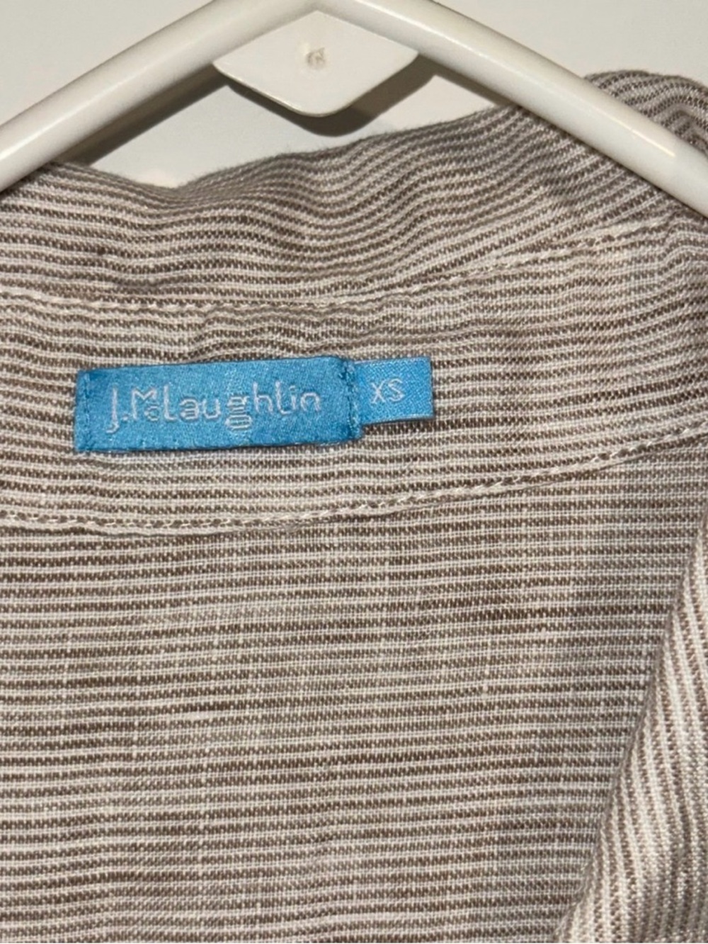 J. McLaughlin Linen Tunic Shirt XS Brown Stripe Button - Picture 5 of 5
